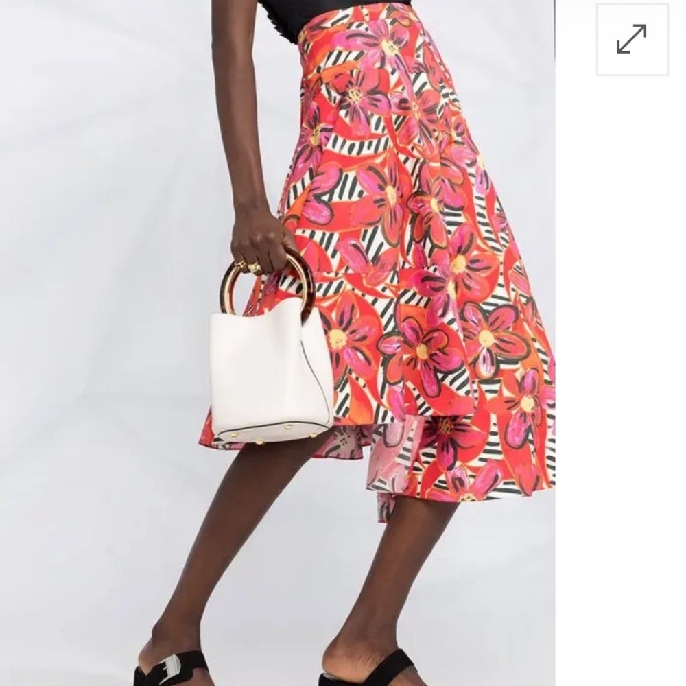 Marni Asymmetrical Skirt in Vibrant Pink and Red - Picture 2 of 10